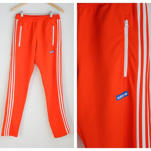 Bright Orange Slim Fit Textured 3 Stripe Joggers